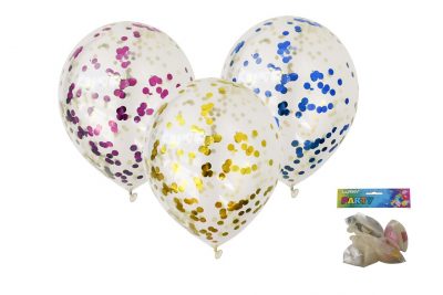 Balóny s konfetami 30cm/5ksBalóny sú skvelou dekoráciou na narodeninovú oslavu. Balenie obsahuje: 5 ksVyrobené z prírodného materiálu