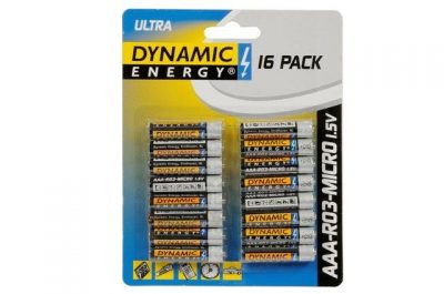 Batérie AAA DYNAMIC 16ksAlkalické tužkové batérie poskytujúce dlhotrvajúcu výdrž pre vaše zariadenie. Iste nájdu široké uplatnenie vo vašej domácnosti.     Typ: AAA     Napätie: 1