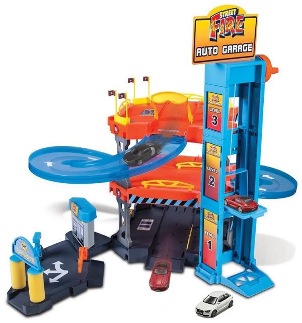 Bburago Street Fire auto garáž hrací set + 2 ks auto 1:43Parádny hrací set pre chlapcov – garáž a dva modely autíčka v mierke 1:43. Garáž je prepracovaná do detailu a obsahuje rôzne doplnky. Auto garáž obsahujúca rôzne doplnky: umývačku