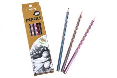Ceruzka HBDrevené ceruzky v metalických farbách s výrezmi budú štýlovou pomôckou každého školáka. Farby: modrá