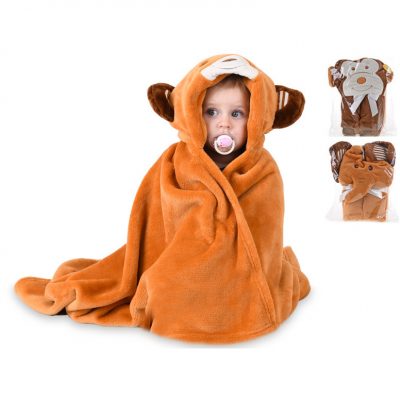 Deka zvieratko s kapucňou 100 x 75 cm Jemná a hebká  detská deka s kapucňou. Kapucňa je v motíve zvieratka: opica