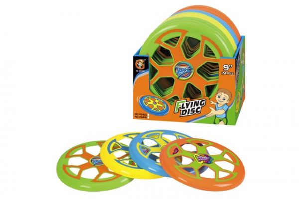 Plastový lietajúci diskLietajúci tanier vo veselých farbách s motívom je jednoduchá hračka pre deti i dospelých