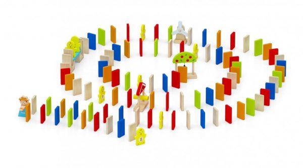 Drevené domino v kýblikuFarebné domino dodávané v praktickom kýbliku. Balenie obsahuje 116 dielikov a návod na použitie. Domino rozvíja detskú fantáziu