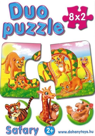 Puzzle duo Dohány mix 8x2ksDvojdielne puzzle s krásnymi obrázkami špeciálne vytvorené pre najmenšie deti. Pevné dieliky sú vyrobené z kartónu a podporujú u detí rozvoj motoriky