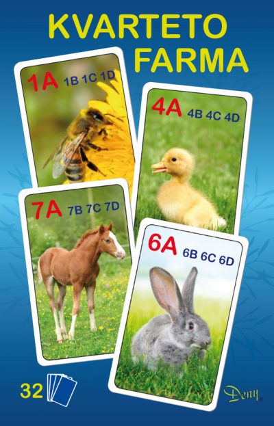 Kvarteto farmaKlasická kartová hra kvarteto s motívom zvieratiek z domácej Farmy. Kvarteto je hra