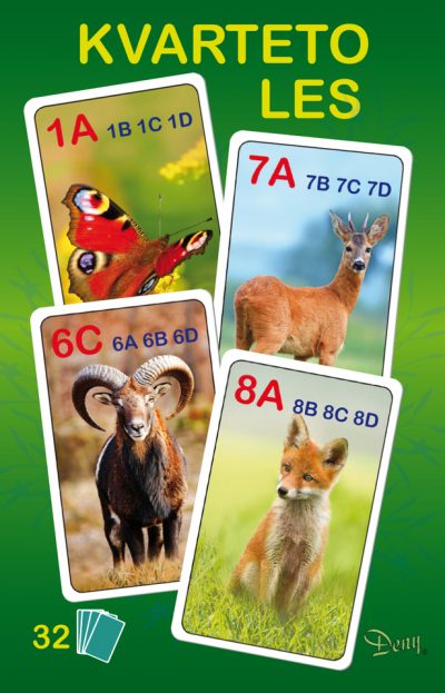 Kvarteto lesSet 32 ks hracích kariet s peknými fotografiami zvieratiek