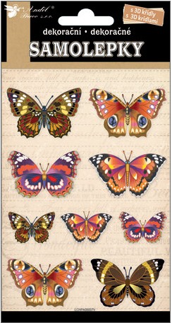 Nálepky motýleFarebné motýle so zaujímavými 3D krídlami a trblietavým okrajom budú skvelou dekoráciou