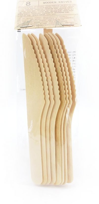 Drevené príborové nožíky 8ksProdukt je vyrobený z dreva a priateľský k životnému prostrediu. Kvalitný a funkčný príbor. V balení 8 ks Dľžka 16 cm