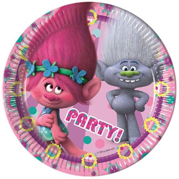 Taniere TrollsPapierové taniere sa hodia na detskú párty