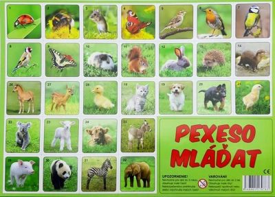Pexeso mľádatá fotografie 32 dvojicPexeso je jednou z najznámejších a najobľúbenejších detských hier. Deti si pri hre precvičujú pamäť