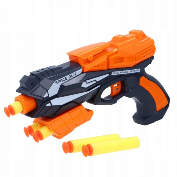 Pištoľ Space Gun s nábojmi Stačí si zaobstarať z vášho arzenálu hračiek detskú pištoľ
