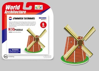 Cíť sa ako v Holandsku. Postav si vlastný mini veterný mlyn vo forme 3D puzzle.A zábava sa môže začať. Jednoducho zostavte podľa obrázku na obale a návodu. Nepotrebujete k tomu nožnice ani lepidlo. Dieliky puzzle sa spájajú na