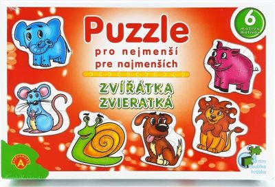 Puzzle pre najmenších zvieratkáPekné farebné puzzle pre najmenších. Jednoduché farebné tvary a nekomplikované stavebnicové bloky pomáhajú podporiť správny vývoj detí. Vďaka hrúbke 3 mm sú ľahko uchopiteľné a ľahko sa spájajú. Sada obsahuje 6 obrázkov zvieratiek.