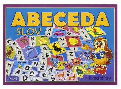 Spoločenská hra - Abc slovSpoločenská hra Abc slov je súbor štyroch náučno-logických spoločenských hier s abecedou a slovami. Pomocou týchto hier získajú deti veselým a hravým spôsobom základné poznatky o abecede a tvorení slov z písmen. Hry rozšíria deťom ich vedomosti