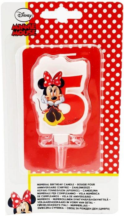 Sviečka Minnie č.5Veselá narodeninová sviečka s číslom 5 a s motívom Disney postavičky Minnie. Dokonale pasuje k moderným farebným