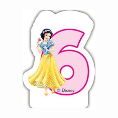 Sviečka Princezné č. 6Narodeninová sviečka s motívom Disney Princezné bude dokonalou ozdobou slávnostnej torty.Pasuje k moderným farebným