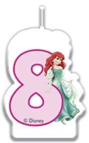 Sviečka Princezné č. 8Narodeninová sviečka s motívom Disney Princezné bude dokonalou ozdobou slávnostnej torty.Pasuje k moderným farebným