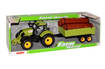 Farmársky traktor s vlečkouPekný detailný model farmárskeho traktora s prívesom a nákladom. Každý malý farmár