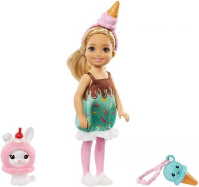 Mattel Barbie Chelsea v kostýme ZmrzlinaBábika Chelsea a jej priatelia podporujú malé dievčatká
