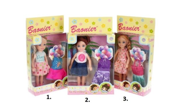 Bábika Baonier 15cmKrásna malá bábika v letných šatách. Súčasťou balenia sú ďalšie šaty na večernú záhradnú párty.  Veľkosť bábiky: 15 cmMix vzorov