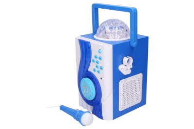 Detský hudobný box s projekciou a mikrofónomMiluješ spev a hudbu? Rozbehni poriadnu karaoke párty. Detský hudobný box s projekciou a mikrofónom toho vie naozaj veľa: zapojenie do USB/elektriky