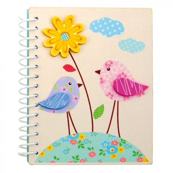 Zápisník s farebnými vtáčikmi