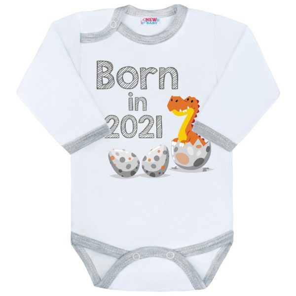 Body s potlačou New Baby Born in 2021 sivo-biele