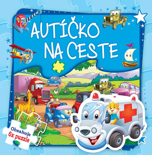 Puzzle kniha Autíčko na cestáchKniha v pevnej väzbe obsahuje 6x puzzle a príbehy o autíčku. Veľkosť: 16