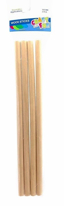 Craft with Fun Drevené paličky 4 ks / 30 cmKvalitné drevené tyčinky sú ideálne na vytváranie rôznych dekorácií. Skvelý nástroj na vytváranie dekorácii pre každého