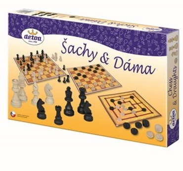 Detoa Šachy a Dáma spoločenská hraSet obsahuje tri obľúbené doskové hry: šach