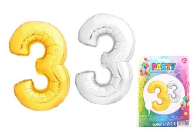 Nafukovací balónik v tvare čísla 3.Vhodný na dekoratívne účely