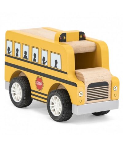 Viga Drevený školský autobusDrevený autobus podporí vývoj dieťaťa hrou. Drevený autobus je vybavený pohyblivými kolesami. Hra s dreveným autobusom rozvíja motoriku