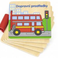 Viga Drevená knižka Dopravné prostriedkyDrevená knižka s obrázkami dopravných prostriedkov