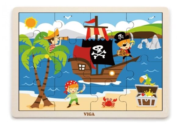 Drevené puzzle PirátiDrevené puzzle rozvíjajú kreativitu a tvorivosť vášho dieťaťa. Obrázkové puzzle