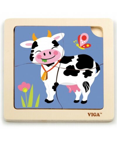 Viga Drevené puzzle Kravička 4ksDrevené puzzle od spoločnosti VIGA pre deti od 18 mesiacov sú ideálnym riešením do domácnosti a škôlky. Skladá sa z tabuľky a 4 tematických prvkov