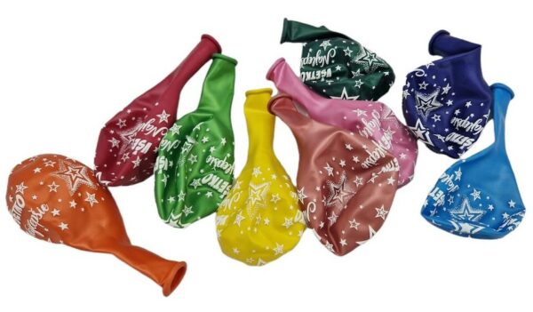 farebné balóny s nápisom VŠETKO Najlepšie sú skvelou dekoráciou na narodeninovú oslavu. Balenie obsahuje: 100 ksVyrobené na báze prírodného kaučukuRôzne farby v balení