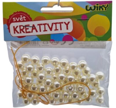 Kreatívny set perlyBiele perličky na drobnú kreativitu. Súčasťou balenia je aj šnúrka na navliekanie. Veľkosť perličky:  cca 1 cm