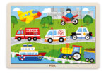 Drevené puzzle dopravné prostriedkyDrevené puzzle s motívom rôznych autíčiek rozvíjajú kreativitu a tvorivosť vášho dieťaťa. Obrázkové puzzle