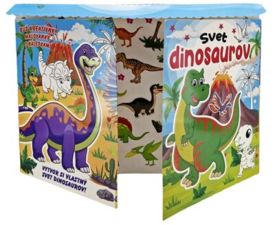 Svet dinosaurov omaľovánka s nálepkamiBuď kreatívny. Maľovanky s nálepkami. Vytvor si vlastný svet dinosaurov. 6 strán nálepiek
