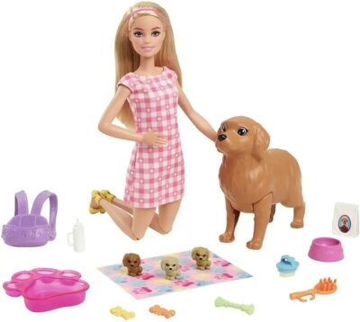 Mattel Barbie Novonarodené šteniatka Herný set Barbie Novorodené šteniatka umožňuje fantáziu preskúmať starostlivosť o domácich miláčikov! Tento herný set obsahuje sučku