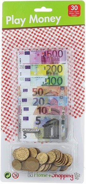 Peniaze Euro detské Papierové sýto farebné bankovky a plastové mince z EÚ.  Vhodné k rôznym detským hrám a ako náučná pomôcka. Zoznam sa s peniazmi