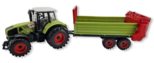 otváracia kapotaPohon na zotrvačníkRozmery traktora vrátane vlečky približne 44 x 15 x 12 cmMateriál : plast
