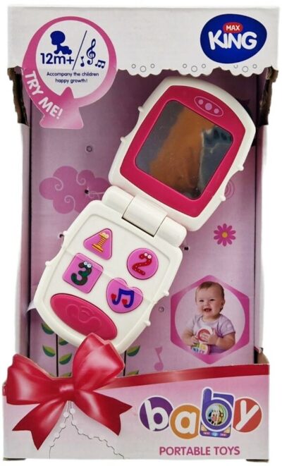 Telefón pre najmenších ružový na batérieTelefón so zrkadielkom pre najmenšie deti. Po stlačení kláves vydáva zvukové a svetelné efekty.  Napájanie: na batérie: 2 x 1