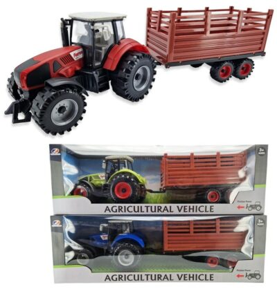 Traktor s vlečkou Agricultural 44 cmČo viac si môže malý poľnohospodár priať. Nový kúsok do vozového parku na svoju farmu. Traktor má za sebou vlečku na prepravu nákladu alebo úrody. Na výber 3 farby: červený