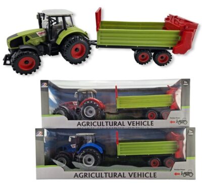 Traktor s vlečkou 44 cmČo viac si môže malý poľnohospodár priať. Nový kúsok do vozového parku na svoju farmu. Traktor má za sebou vlečku na prepravu nákladu alebo úrody. Na výber 3 farby: červený