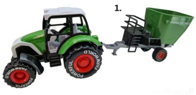 2 alebo 3.Traktor v mierke 1:36Jazda na spätné naťiahnutieRozmery traktora vrátane vlečky približne 28 x 9 x 9