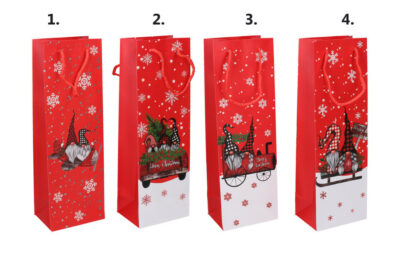 Vianočná taška na fľašu Darčeková taška vyrobená z kvalitného tvrdého papiera s rôznymi motívmi
