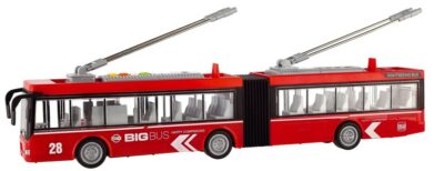 Trolejbus kĺbový červený 45cmParádny plastový trolejbus harmonika