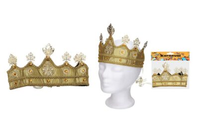 Karnevalová zlatá korunaVyrobená z látky a so zaviazovaním so šnúrkou.