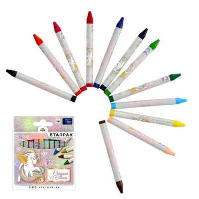 Voskové ceruzky 12 farieb Jednorožec STARPAKPastelky majú radi deti pri hraní a učení sa doma